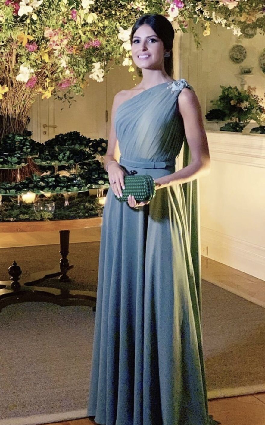 Elegant A-line One Shoulder Evening Dress Wedding Guest Outfit Y5439 - VelvetHem