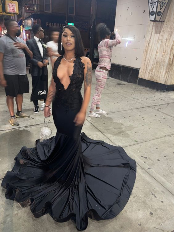 Sexy Black Sleeveless Mermaid Prom Dress Black Evening Gown Y6491 - VelvetHem