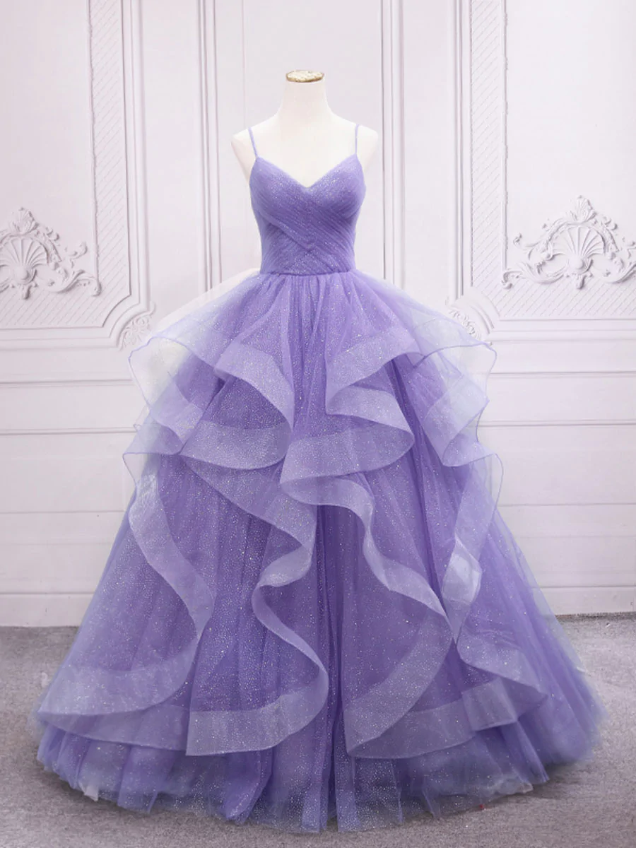 A-line tulle long prom dress dress,tulle sweet 16 dress - View 5 | VelvetHem