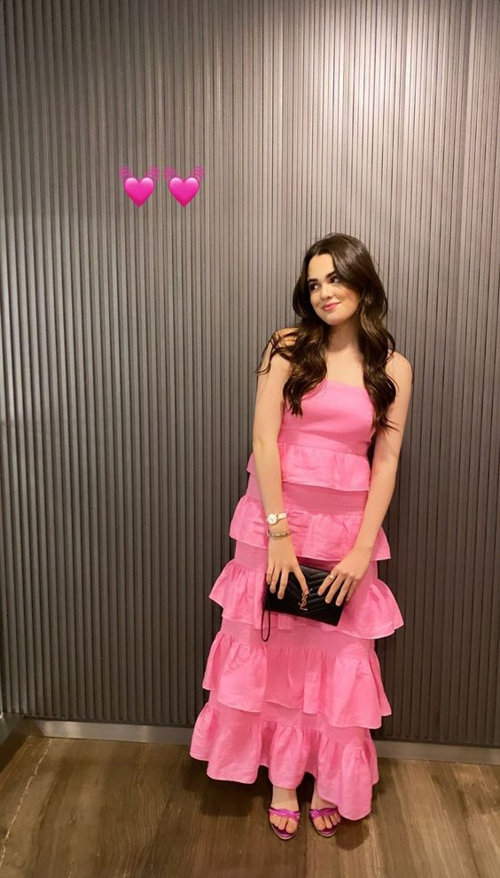 Elegant Pink Multi-layered Evening Dress,Pink Prom Dress - VelvetHem