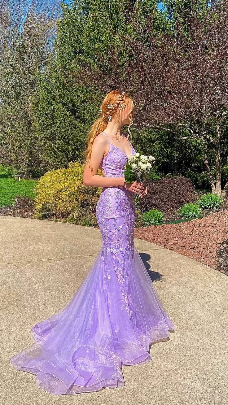 Sexy Lavender Mermaid Prom Dress With Train Lavender Evening Dress Y5866 - VelvetHem