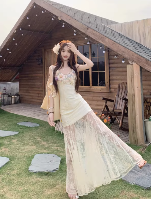 New Pretty French-style Elegant Summer Women's Long Dress - VelvetHem