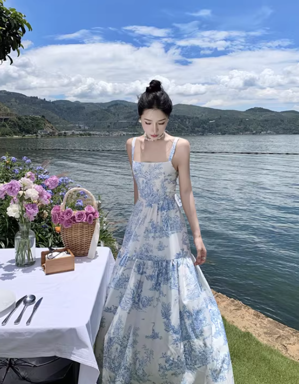New Pretty French-style Elegant Summer Women's Long Dress - VelvetHem