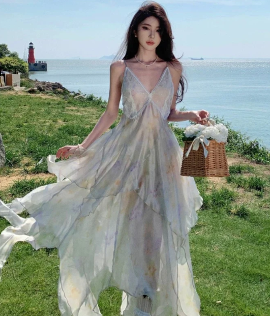 New Pretty French-style Elegant Summer Women's Long Dress - VelvetHem