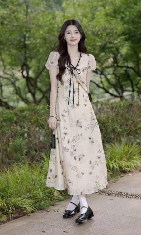 New Pretty French-style Elegant Summer Women's Long Dress - VelvetHem