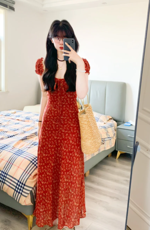 New Pretty French-style Elegant Summer Women's Long Dress - VelvetHem