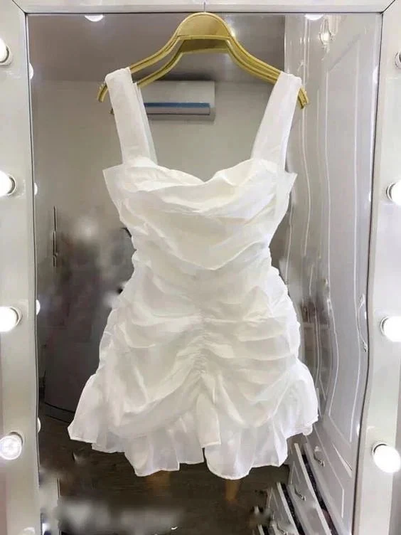 Chic White Homecoming Dress White Party Dress Y2023 by simplepromdress