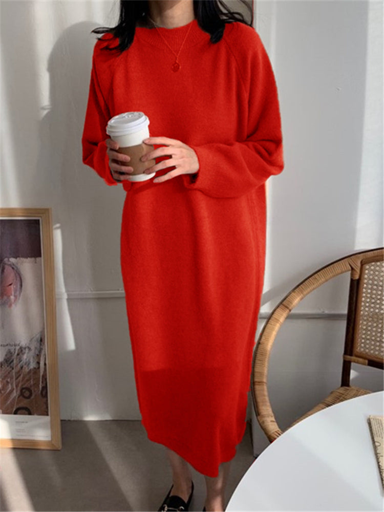 Gaudelia Cozy Knitted Midi Dress for Women Trendy Daily Look