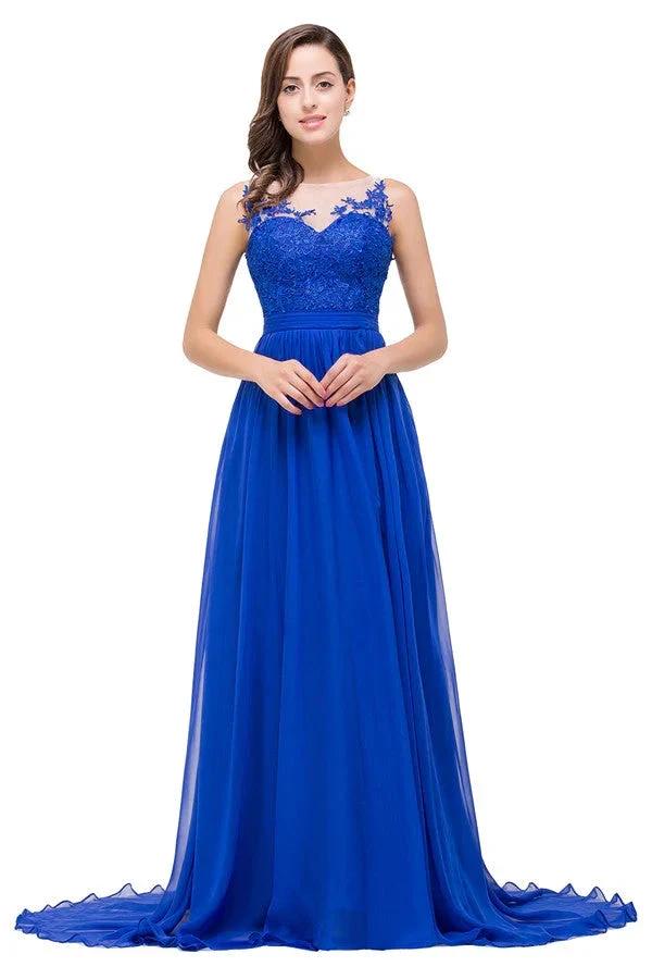 A-line Floor-length Crew Chiffon Bridesmaid Dresses (ZD13076)
