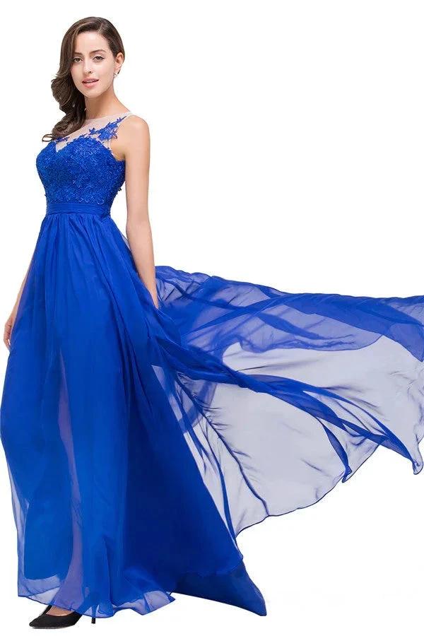 A-line Floor-length Crew Chiffon Bridesmaid Dresses (ZD13076) - VelvetHem