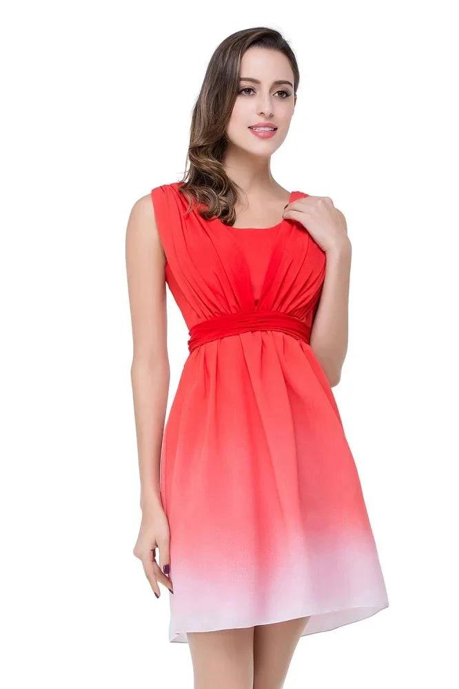 A-line Jewel Red Bridesmaid Dress (ZD13068)