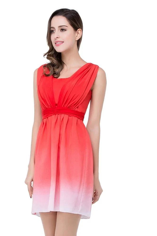 A-line Jewel Red Bridesmaid Dress (ZD13068)