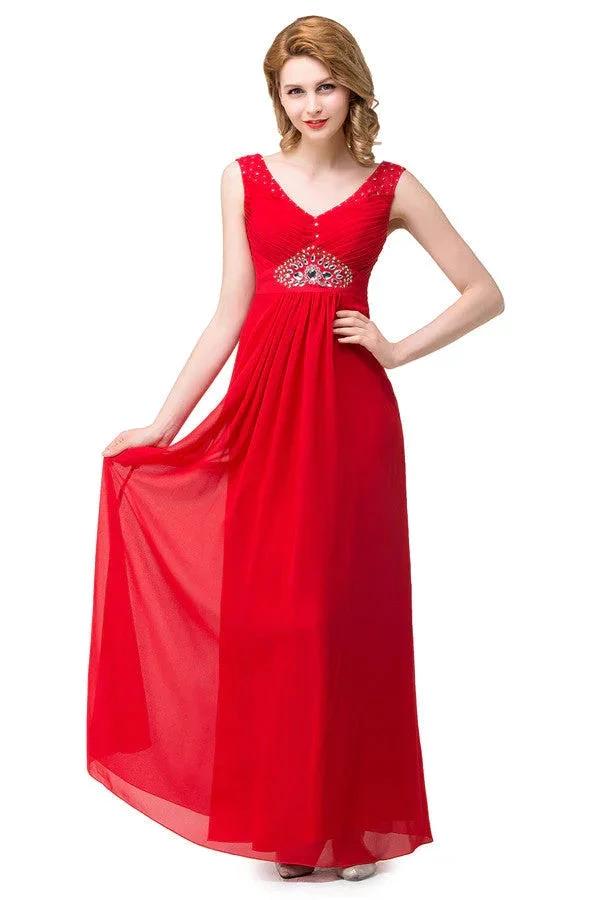 A-line Knee-length V-neck Red Bridesmaid Dresses (ZD13077)