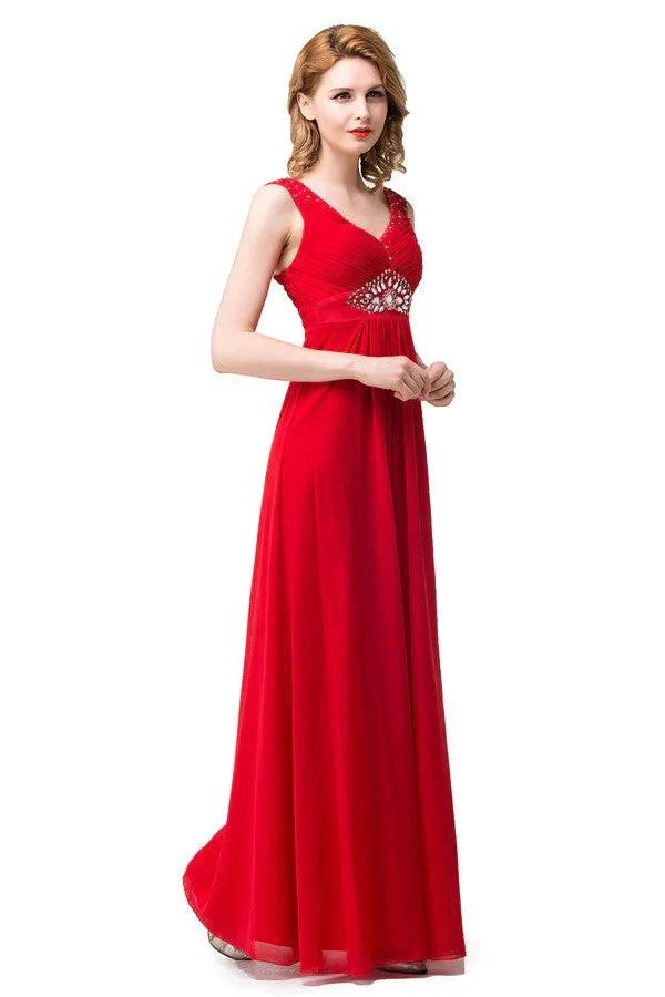 A-line Knee-length V-neck Red Bridesmaid Dresses (ZD13077)