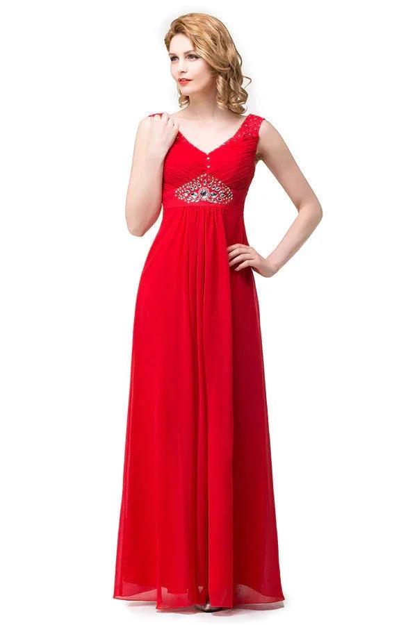 A-line Knee-length V-neck Red Bridesmaid Dresses (ZD13077)
