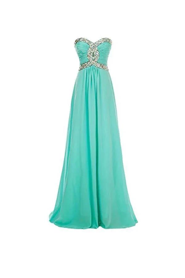 A-line Long Chiffon Prom Dress Evening Gown Crystal Beaded (ZD13162) - VelvetHem