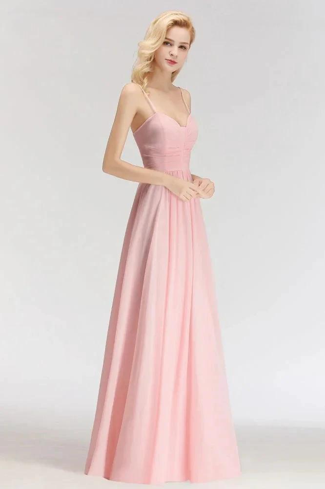 A-line Long Sweetheart Spaghetti Sleeveless Bridesmaid Dress (ZD13046)