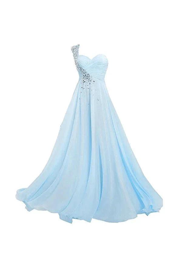 A line One Shoulder Long Bridesmaid Prom Dresses (ZD13173) - VelvetHem