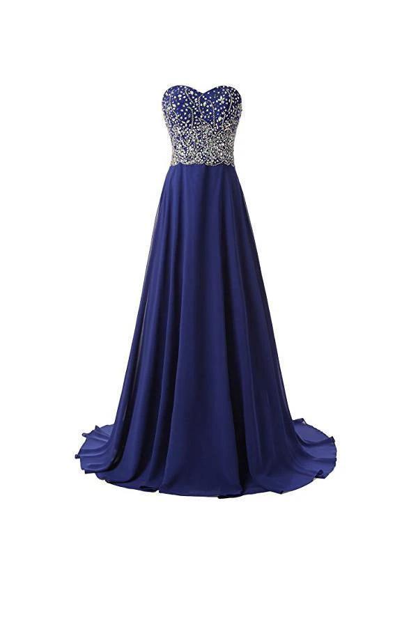 A Line Prom Dresses Chiffon Sweetheart Evening Dresses (ZD13172) - VelvetHem