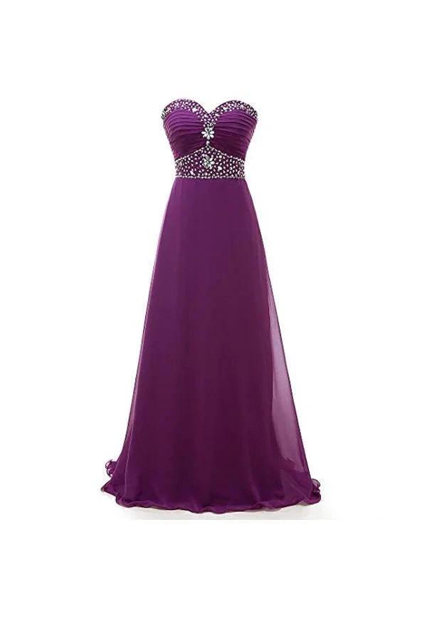 A-line Sweetheart Chiffon Long Prom Dresses Evening Dresses (ZD13161) - VelvetHem