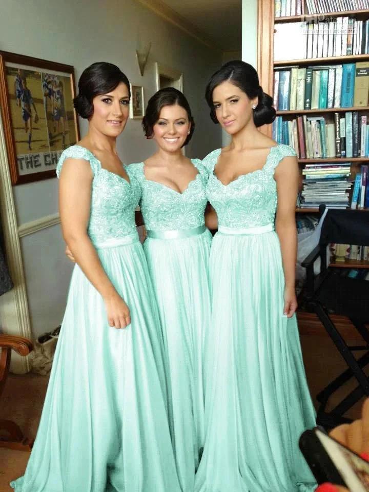 A-line V Neck Chiffon Bridesmaid Dress with Appliques (ZD13063)