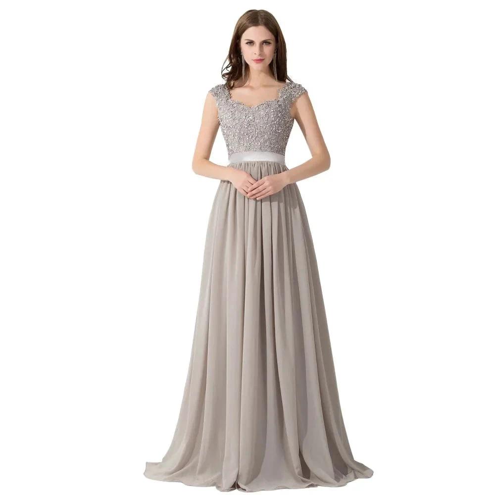 A-line V Neck Chiffon Bridesmaid Dress with Appliques by misshow.com