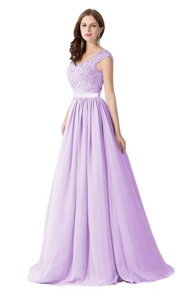 A-line V Neck Chiffon Bridesmaid Dress with Appliques by misshow.com