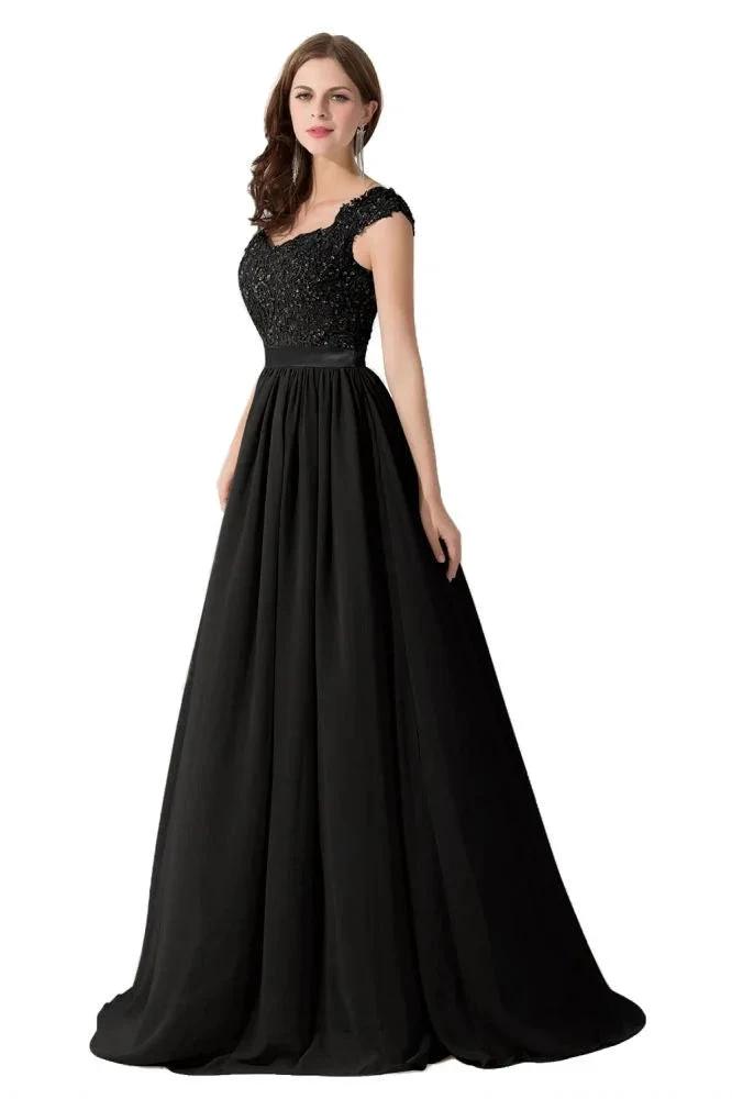 A-line V Neck Chiffon Bridesmaid Dress with Appliques by misshow.com