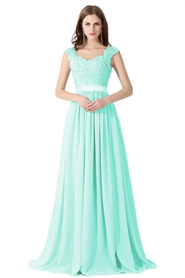 A-line V Neck Chiffon Bridesmaid Dress with Appliques by misshow.com