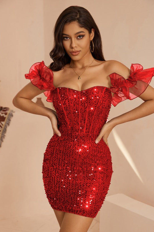 Elegant Sequin Evening Contemporary Dress for Layered Outfit Styling