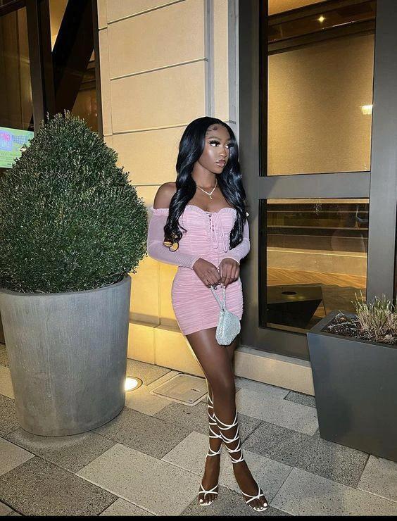 Black Girls 18th Outfit Pink Sexy Homecoming Dress Y22 by simplepromdress