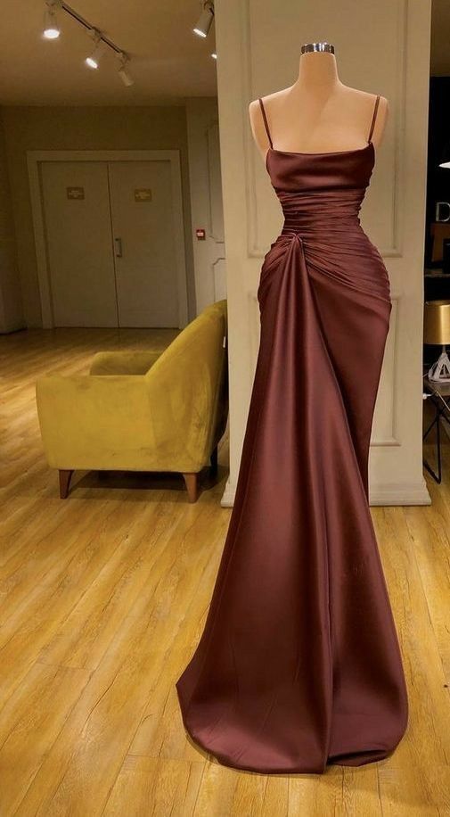 Spaghetti Straps Column/Sheath Long Evening Dress Charming Evening Dress - VelvetHem