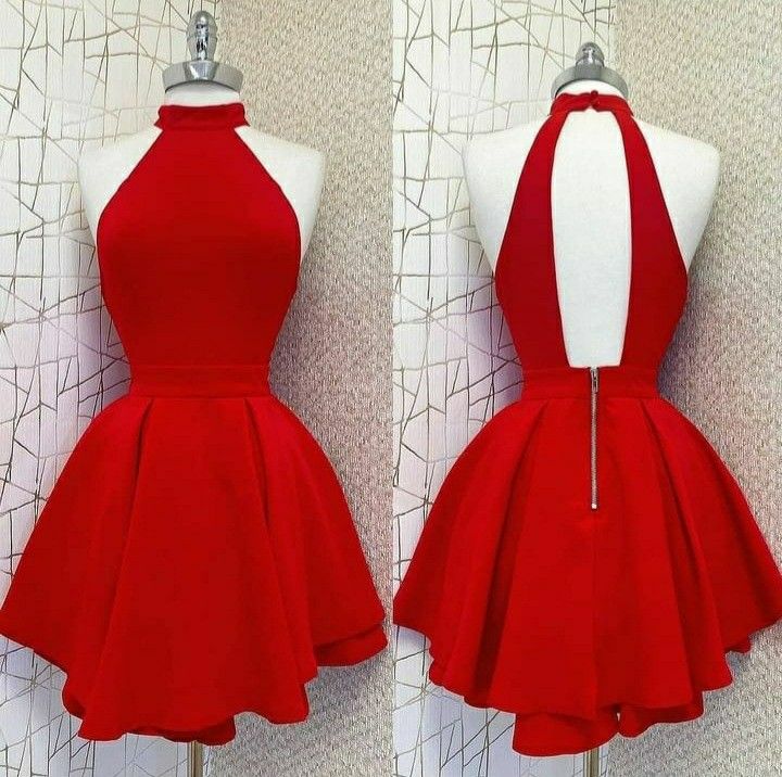 High Collar Red Short Party Dress Back To School Dress Red Homecoming Dress (ZD12619)