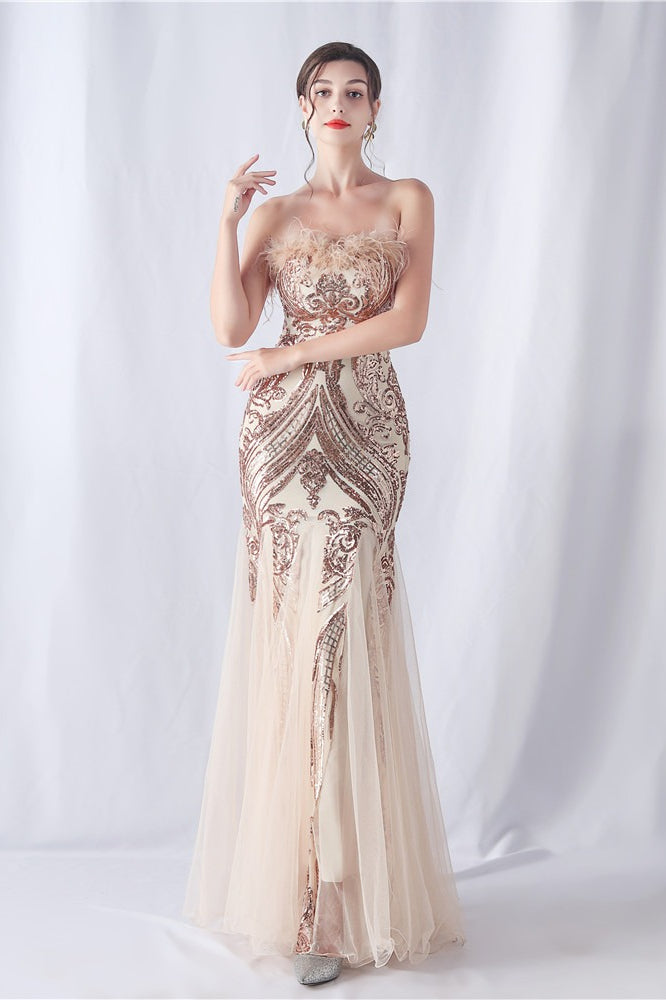 Ostrich Feather Sequin Dress with Relaxed Fit and Seasonal Wardrobe Essential