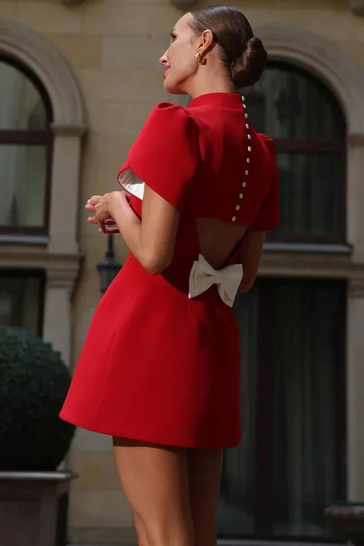 Fia Elegant Petal Sleeves Mini Dress