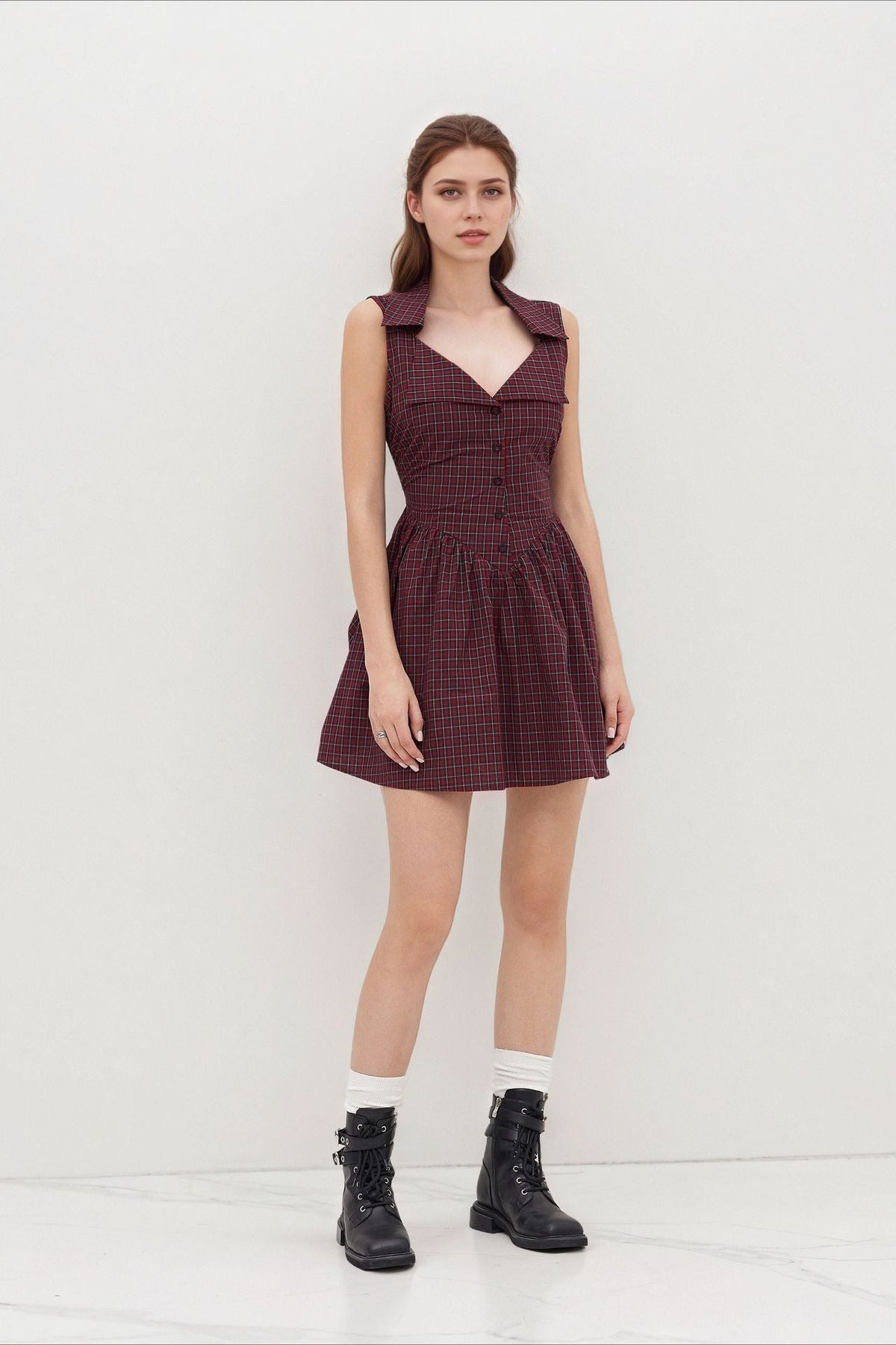 Vintage Plaid Halter Work Dress - VelvetHem