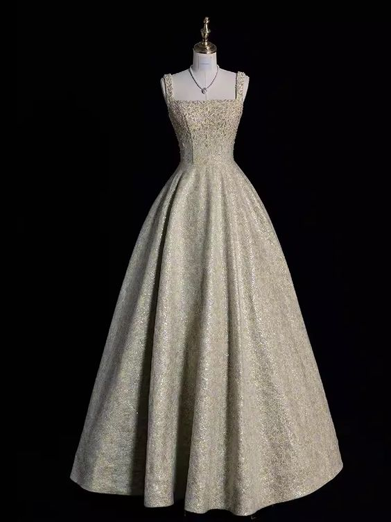 Gengrous Straps Ball Gown Sequin Beaded Long Evening Dress Prom Dress - VelvetHem