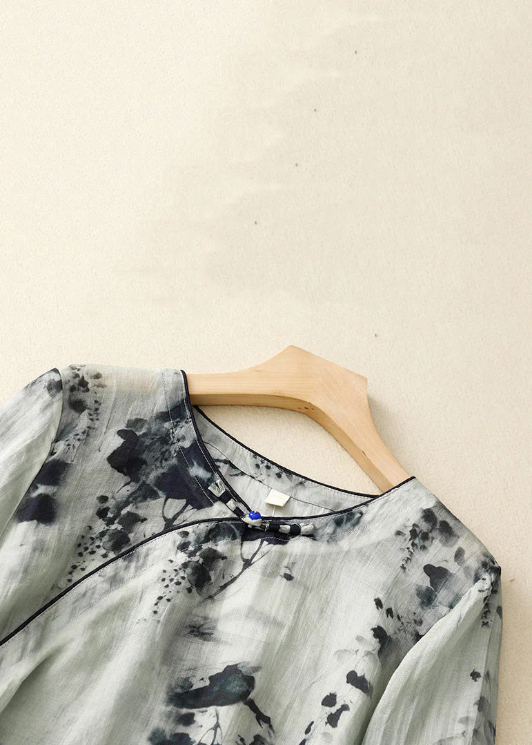Grey Button Grace Cotton Blouses