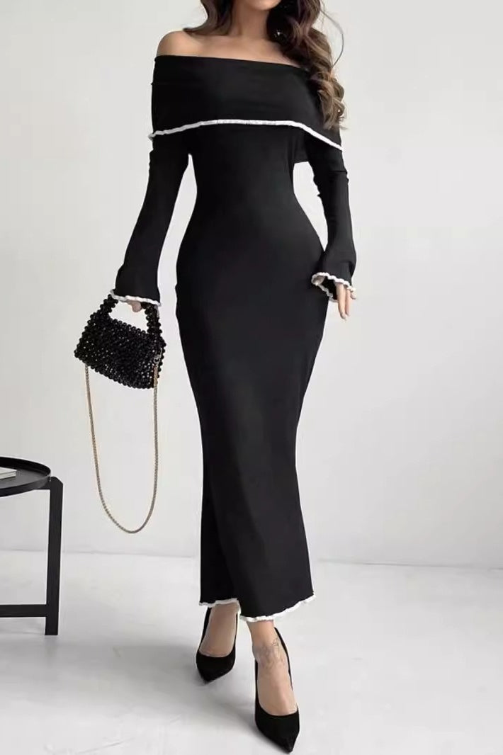 One-Shoulder Knit Work Dress - VelvetHem