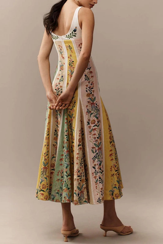 Halter Floral Printed Elegant Dress for Streetwear Style