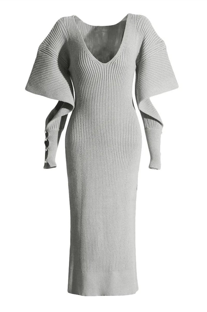 Alberta Cut - out Batwing Sleeve Midi Knit Dress