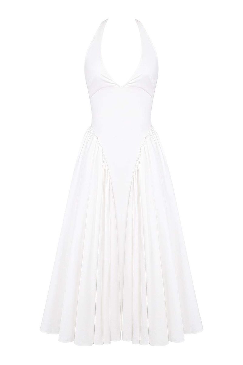 Zuleyka Exclusive Halter Neck Midi Dress with Open Back Premium Wardrobe Essential