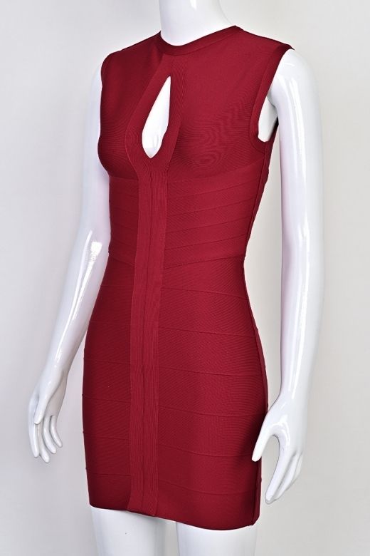 Alora Bandage Mini Dress - Red Wine