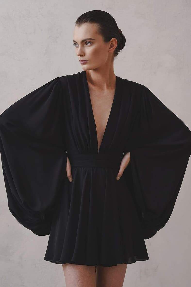 Maricarmen Aesthetic Mini Dress with Deep V Neck Chic Silhouette Collection