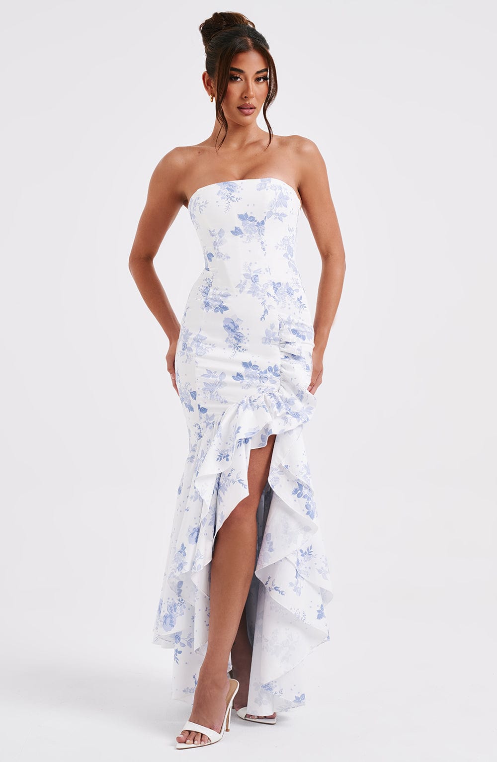 Angelina Maxi Dress Blue Floral Print