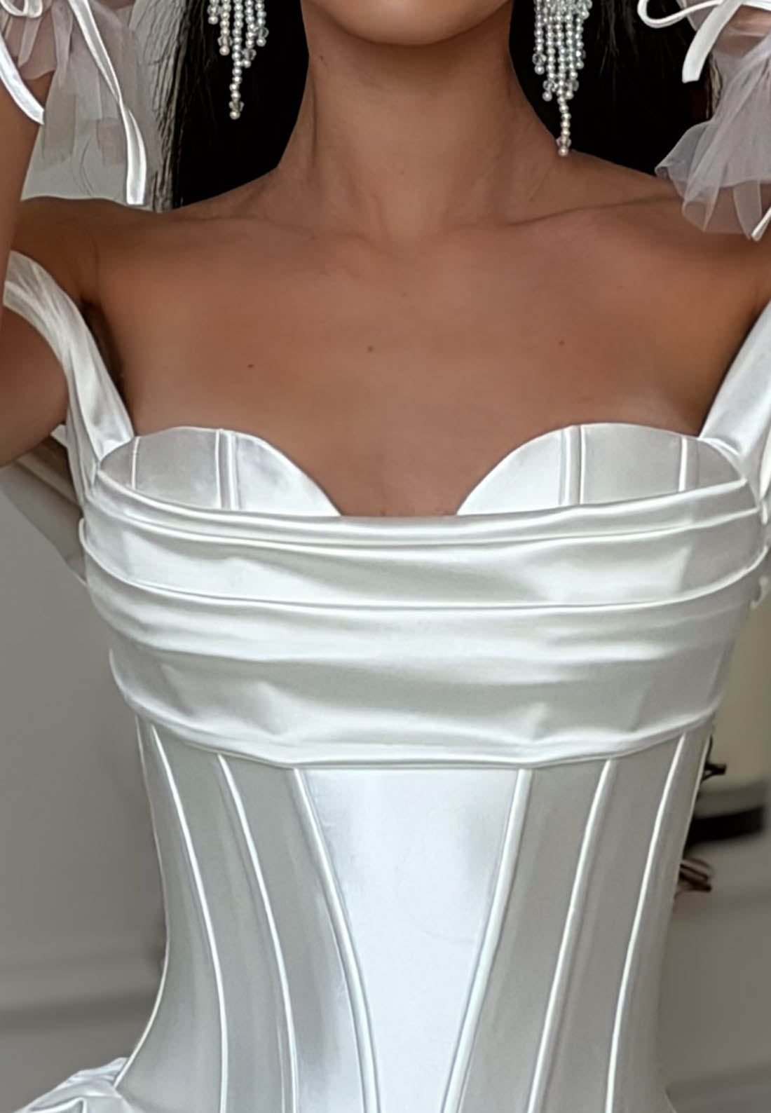 Off-the-Shoulder Corset Bubble Mini Dress