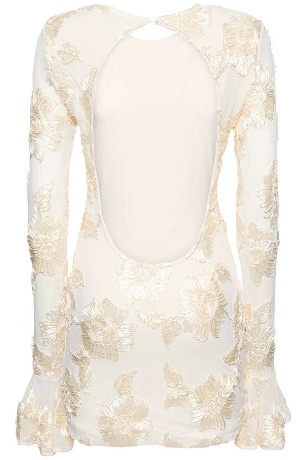 Norma Chic Backless Embroidered Mesh Mini Dress Silhouette Collection