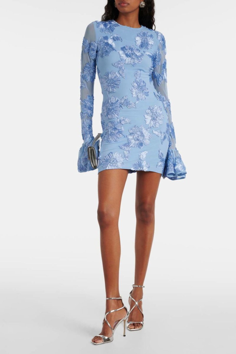 Norma Chic Backless Embroidered Mesh Mini Dress Silhouette Collection