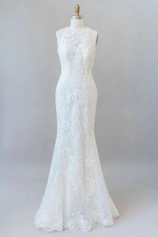 Awesome Illusion Lace Mermaid Elegant Wedding Dresses (ZD14734) - VelvetHem