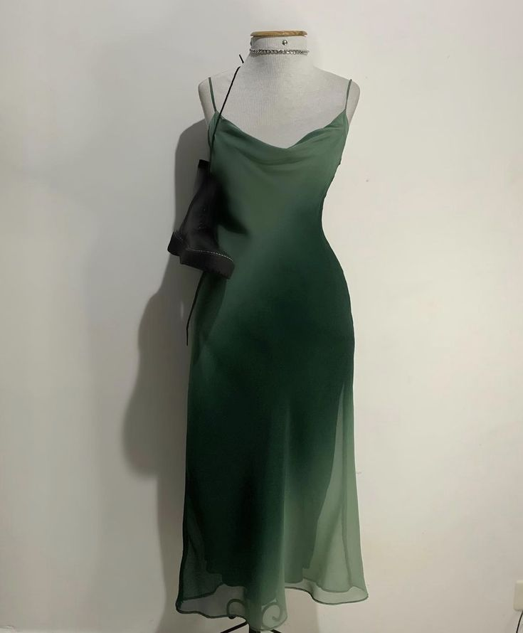 Simple Green Chiffon Prom Dress Birthday Party Dress